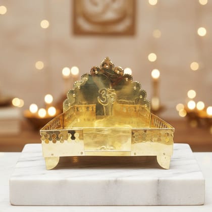 Antique Style Brass Singhasan Sheet for God Idol | Premium Puja Item, Height : 13 Inch (ZMAS107 L)