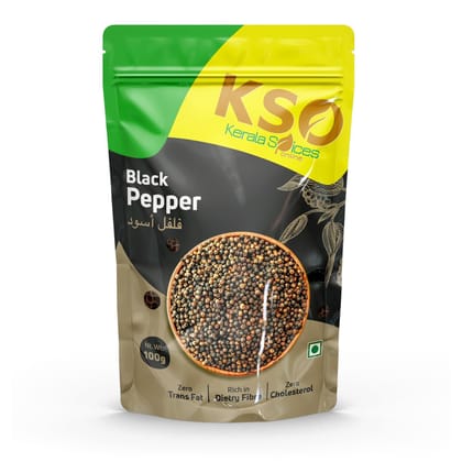 Kerala Spices Natural and Pure Black Pepper Whole Spices 100gm Artificial Colors and Preservatives Free Kali Mirch
