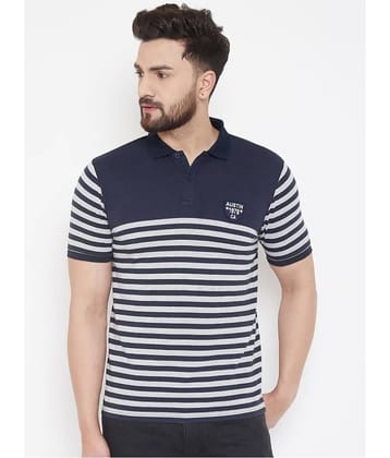 AUSTIN WOOD - Navy Cotton Blend Regular Fit Men's Polo T Shirt ( Pack of 1 )
