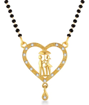 Vighnaharta Latest American Diamond (CZ) Studded Gold Plated Valentine Day Love Propose Design Alloy Mangalsutra Tanmaniya for Women - [VF1547MSPG]