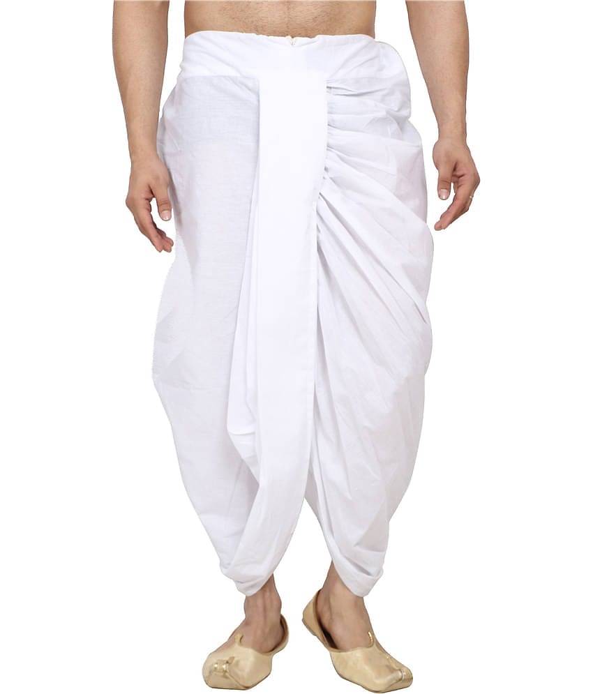 FANZI Cotton Blend Men's Dhoti White ( Pack of 1 )