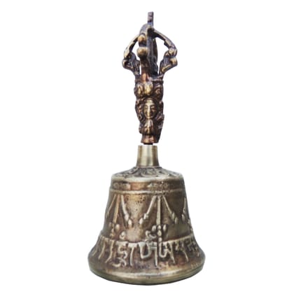Pure Bronze Metal Hand Bell, Kansa Hand Bell, Height : 4.7 Inch (ZMAS114 A)