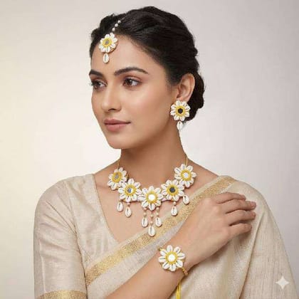 Golden Haldi Mehndi Jewellery Set Yellow Lightweight