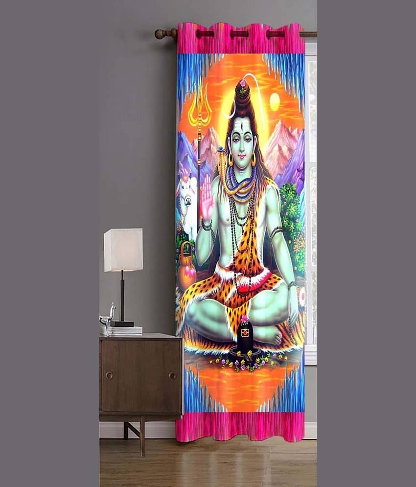 Sai Arpan Abstract Blackout Eyelet Curtain 7 ft ( Pack of 1 ) - Multi Color