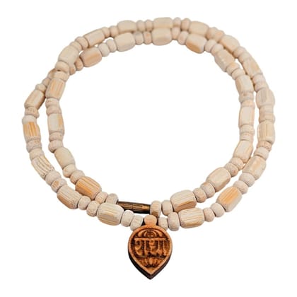 MAYAPURI Adults Unisex Original Tulsi Mala For Neck With Engraved Design Radha Pendant/Locket, Holy Basil Wooden Necklace (Pack of 1)
