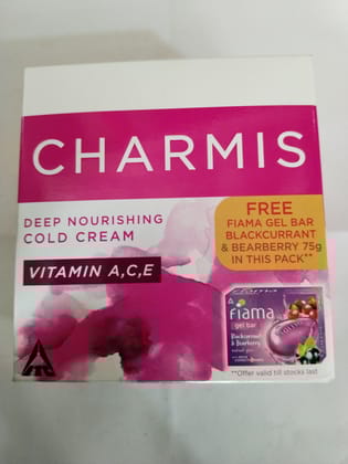 Charmis Deep nourishing Cold cream Vitamin a,c,e Free Fiama gel bar Blackcurrant & bearberry 75g 