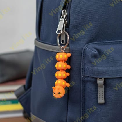 Vinglits Bugsy & Scaly 3D Printed Keychains – Articulated Animal Toys, Pocket-Friendly Keyrings, Stress Relief Desk Toys for Kids & Adults, Collectible Accessories (Caterpillar - Twirly, Medium)