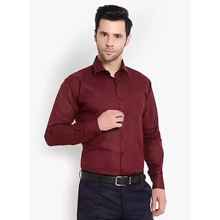 Baleshwar Men Maroon Solid Formal Shirt (Pack of 1 )