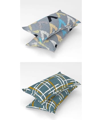 Homefab India - Pack of 4 Microfiber Floral Printed Standard Size Pillow Cover ( 66.04 cm(26) x 43.18 cm(17) ) - Multi-Colour