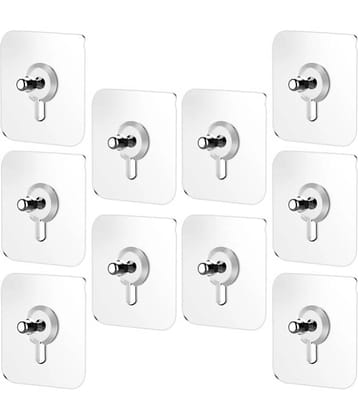 BLUE HOME AND KITCHEN Stainless Steel Self Adhesive Waterproof Hooks (Pack Of 10)