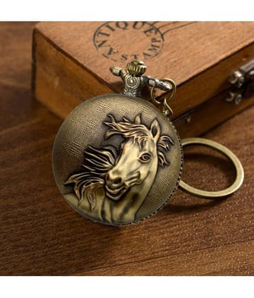 Gala Time Horse Face Theme Pocket Watch Vintage Antique Gift For Kid Men Women Keychain ( Pack of 1 )