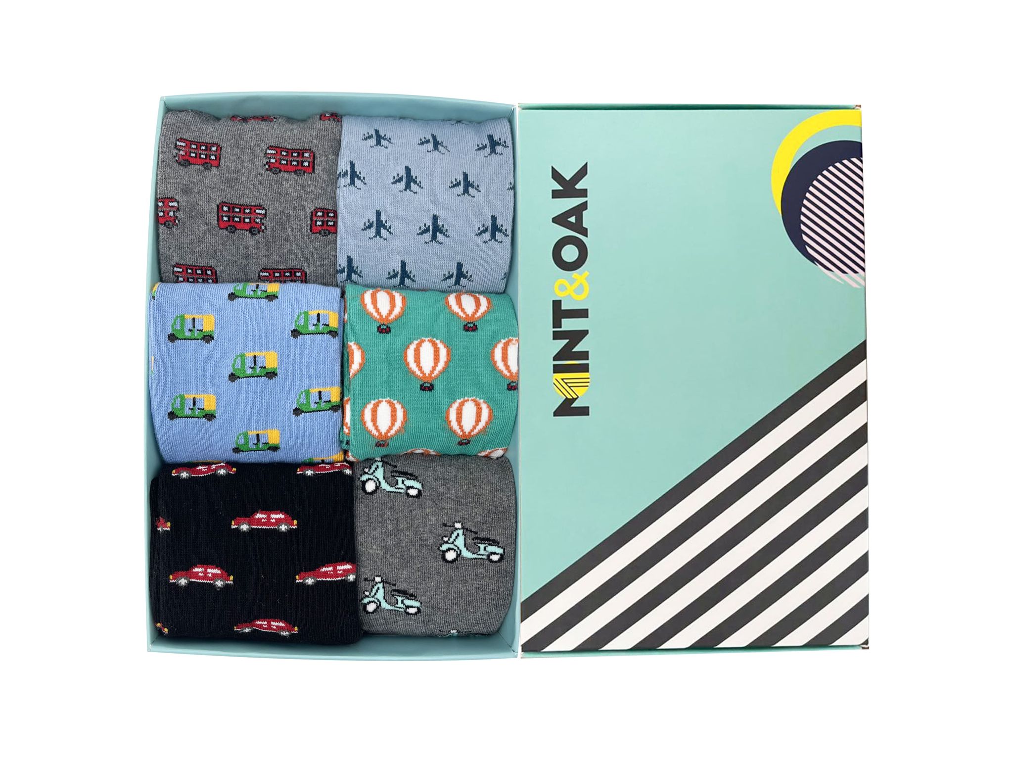 Giftbox of 6 - Transport Socks For Men