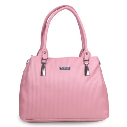 Jothi Rinka Premium Womens Handbag | Quilted Panel Synthetic Leather Tote | 3-Compartment Spacious Design | Water-Resistant | Soft Base | Pink
