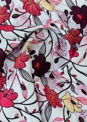 Linen Cotton Blend,Digital Print,Plain,White And Multi Colour Floral, Men And Women, Unstitched Shirting Or Top Fabric-1 Meter