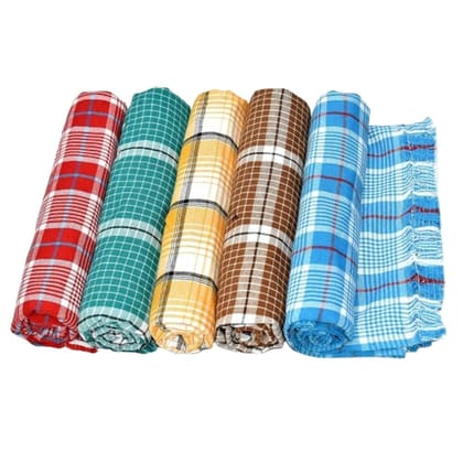 Mini Checked Bath Towels, 30 Inch x 60 Inch (Pack Of 5)