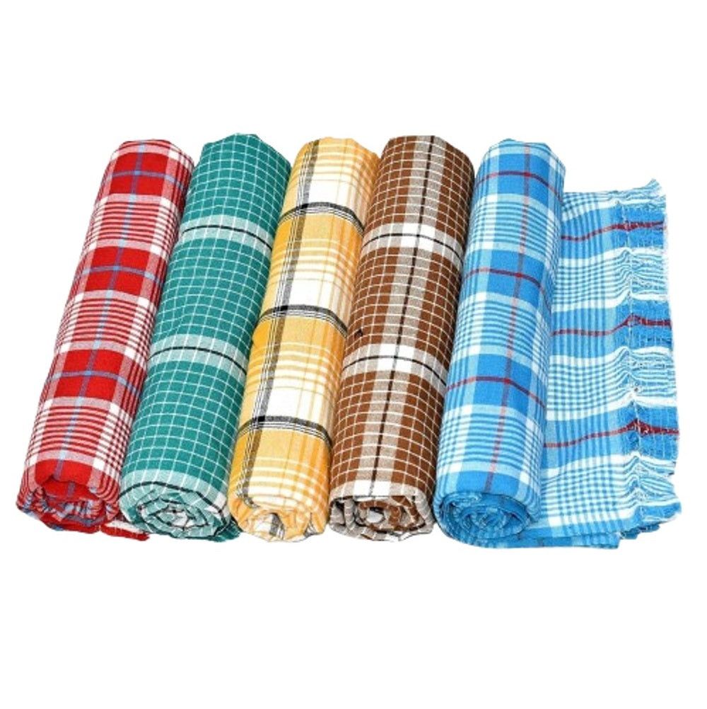 Mini Checked Bath Towels, 30 Inch x 60 Inch (Pack Of 5)