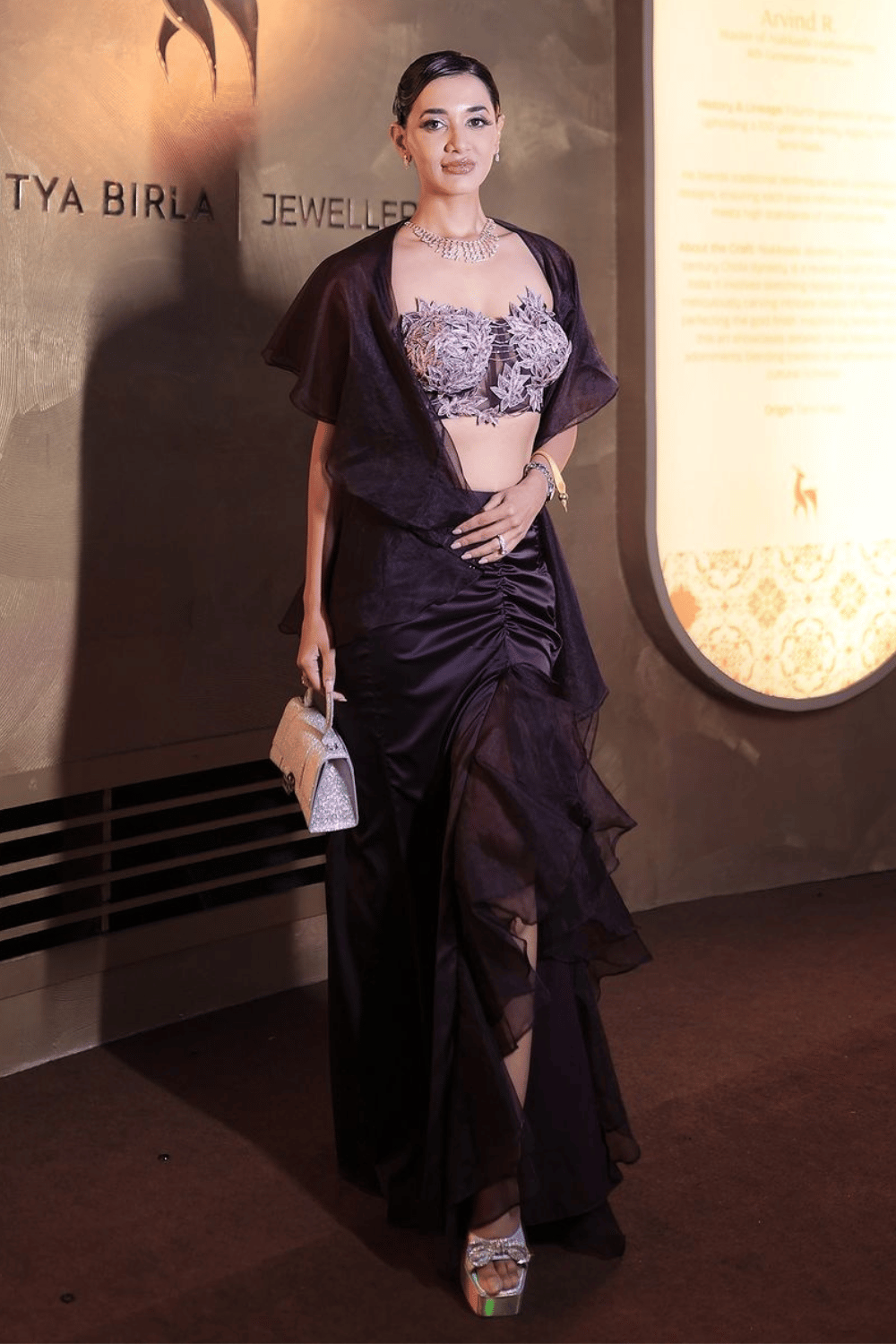 Deeksha Mishra in Rapunzel wine skirt set-XS