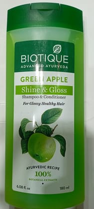 BIOTIQUE ADVANCED AYURVEDA GREEN APPLE SHINE & GLOSS SHAMPOO CONDITIONER FOR GLOSSY HEALTHY HAIR 180 ML
