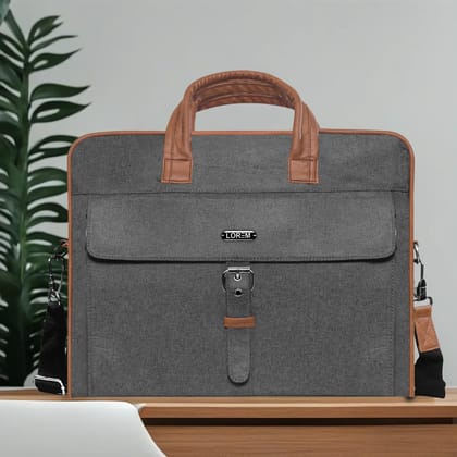 LOREM Grey Color Linen 10L Laptop Messenger Bag For Men BG58