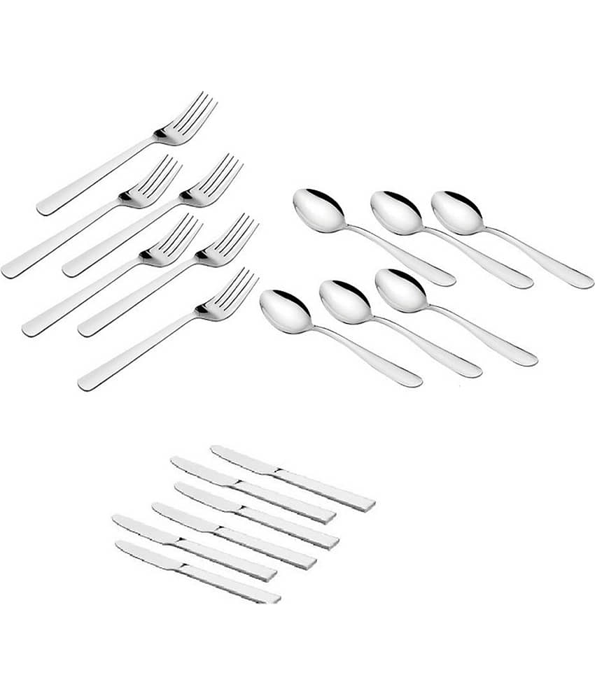 Classic Essential - Silver Stainless Steel Cutlery Set ( Pack of 18 )