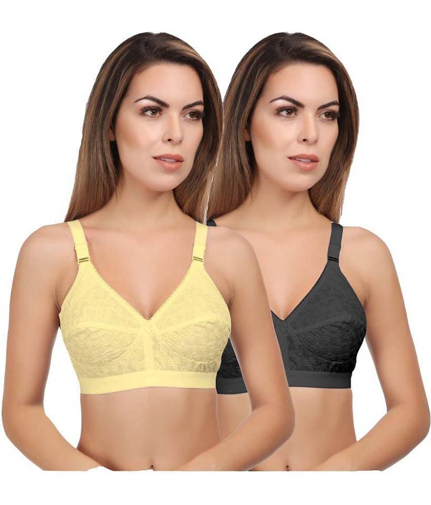 Eve's Beauty Pack of 2 Cotton Non Padded Women's Bralette Bra ( Multi Color )