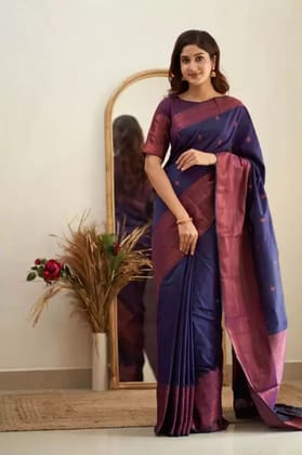 Purple Zari Woven Kanjivaram Pure Jacquard Saree