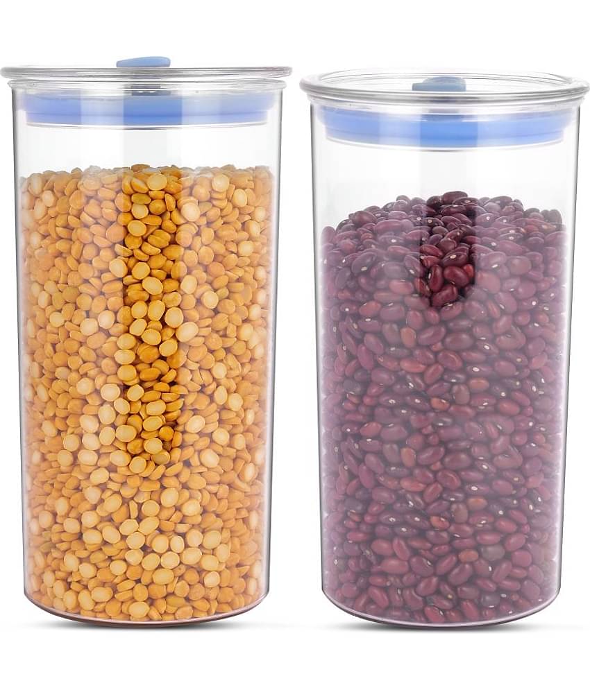 HomePro - Round Container | Airtight | Silicone Cap | Blue | Plastic Utility Container | Set of 2 - 1400 ml