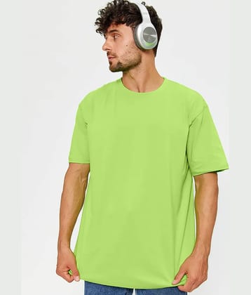 Trond Men Cotton Blend Oversized Fit Solid T-Shirt ( Green )