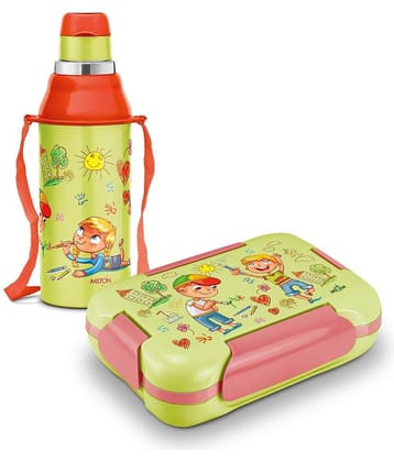 Milton Explorer Gift Set Kool Steelight Insulated Bottle 404ml More Meal Lunch Box Green