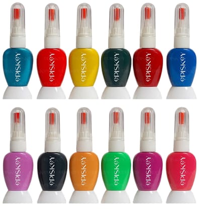 EPISKEY Nail Art Design Dotting Painting Drawing Brush Pen Tools Set Kit Nail Art | Set Of 12 Colour (NA_12) EPISKEY Nail Art Design Dotting Painting Drawing Brush Pen Tools Set Kit Nail Art | Set Of 12 Colour (NA_12) - Multicolor / 12 ml (Pack of 1)