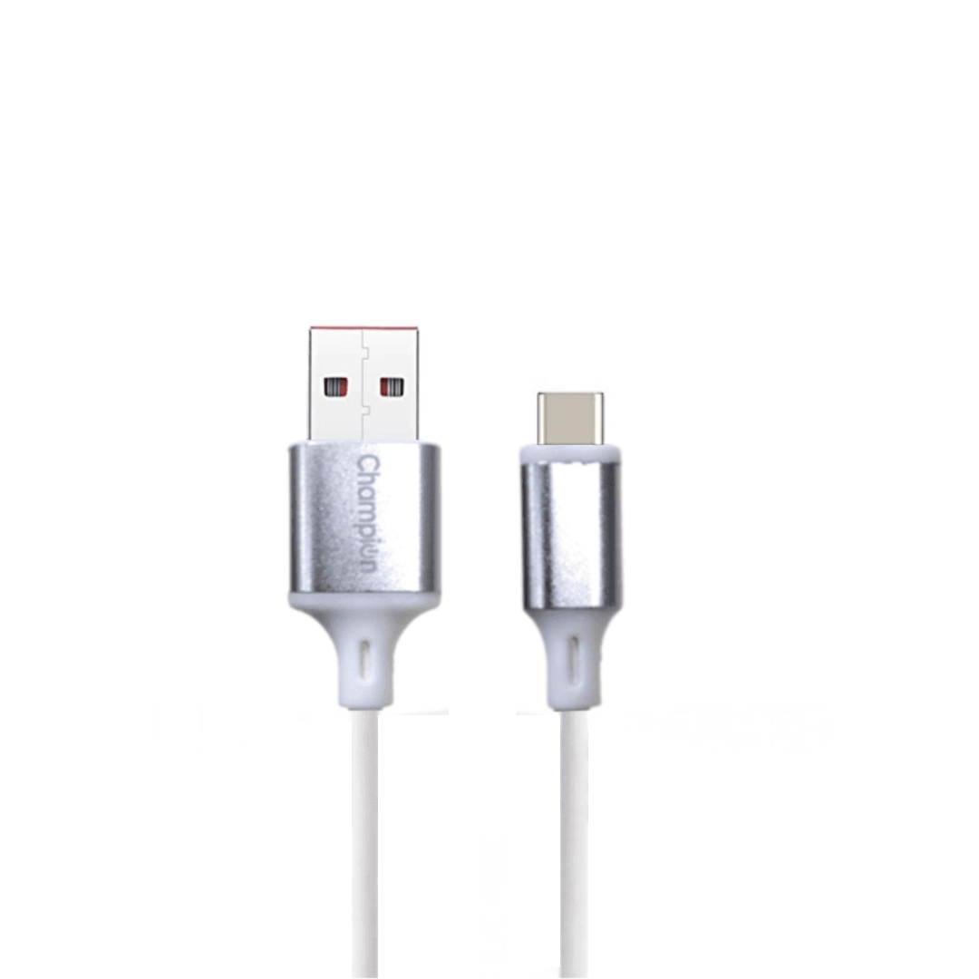 Champion USB A to Type-C 3Amp Data Sync & Fast Charging Cable PVC Metal 1M for all Smartphones, Tablets & other Type C devices