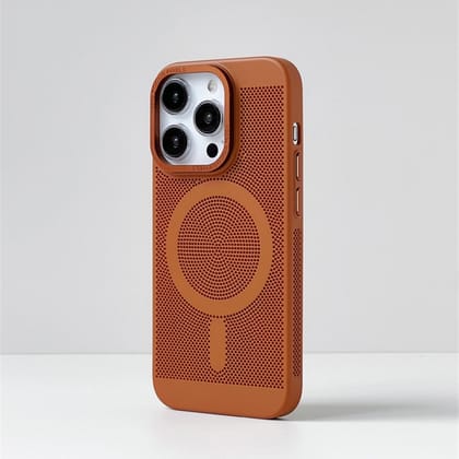 iPhone 15 Series Heat Dissipation Breathable Cooling Case With Camera Bumper-iPhone 15 Pro Max / Saddle Brown