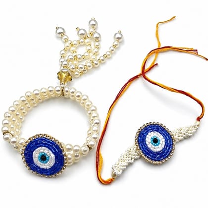 Premium handcrafted Evil Eye Rakhi Combo For Bhaiya Bhabi