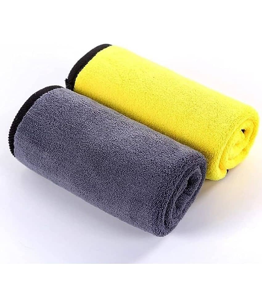 mahek accessories Multicolor 800 GSM Microfiber Cloth For Automobile ( Pack of 2 )