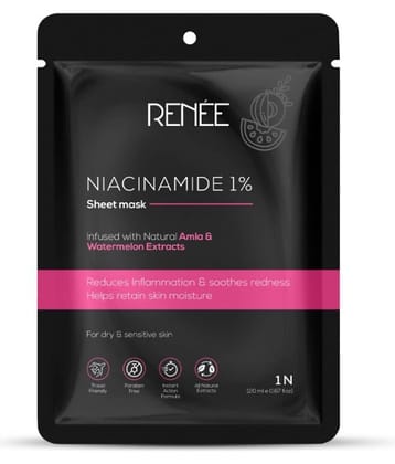 RENEE Niacinamide & Water Melon Sheet Mask, Soothes & Evens Skin Tone 20ml