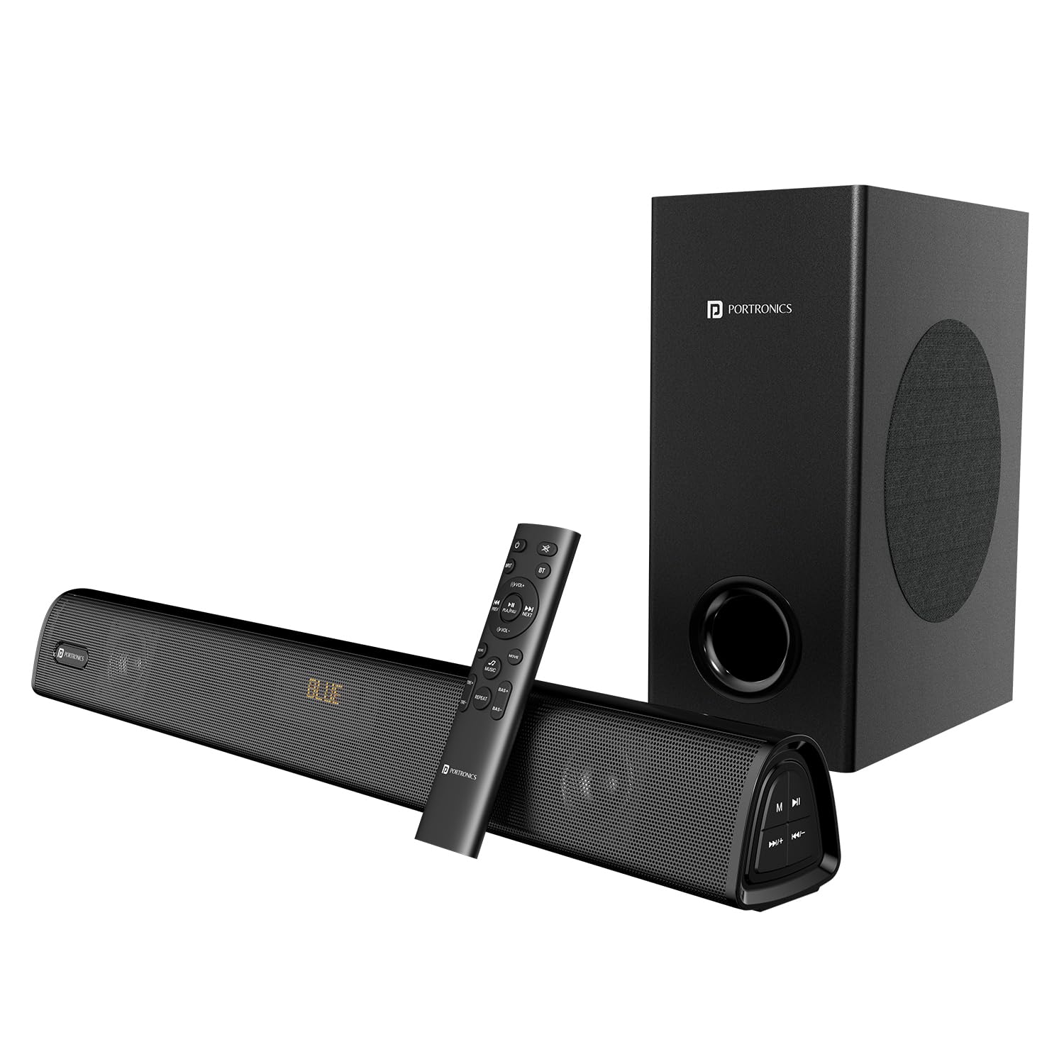 Portronics Pure Sound 106 Bluetooth Soundbar 120W with Wired Subwoofer for Deep Bass, 2.1 Channel Home Theatre (Black)