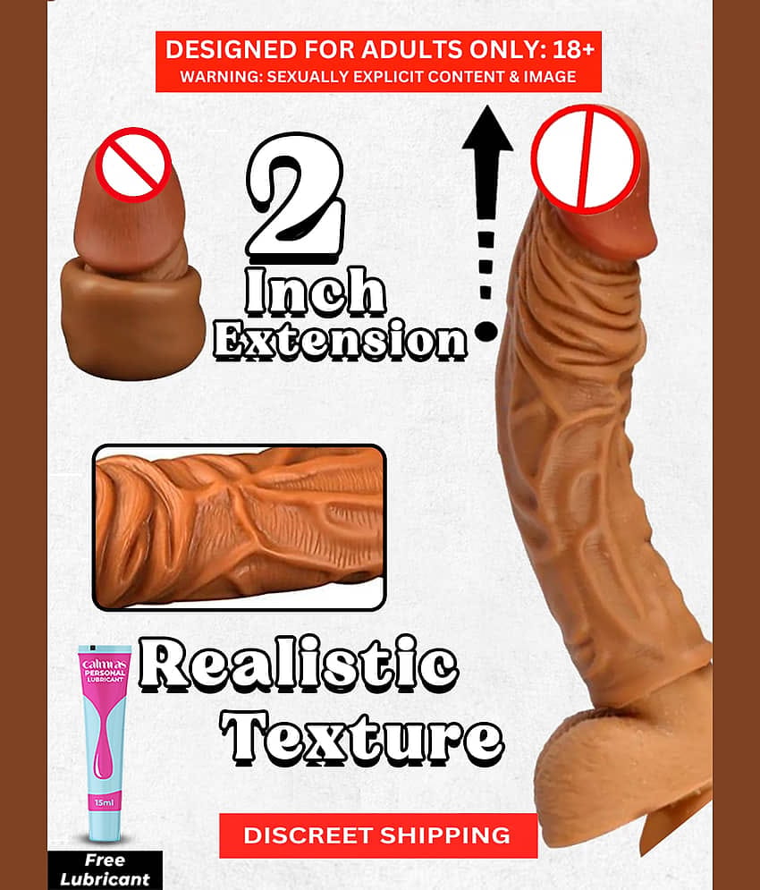Silicon Made 8 Inch Dragon Condom In Brown Skin Color With 2 Inch Extension By Naughty Nights + Free Kaamraj Lube
