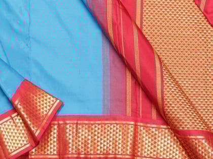 Traditional Design Ganga Jamuna Border 9 Yards Kanjivaram Pure Silk Saree  PV NY G 1001