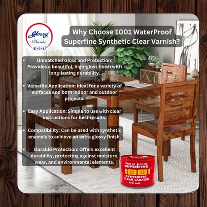 1001 Waterproof Superfine Synthetic Clear Varnish | High Gloss Finish | Transparent Wood Varnish 3 LTR