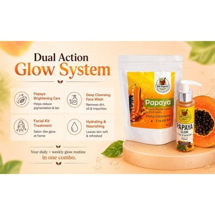 RiBi Organics Papaya Facial Kit+ Papaya face wash Combo 