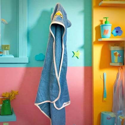 Mrijaa Kids Bamboo Hooded Bath Towel Lil Rider, 400 GSM, Blue