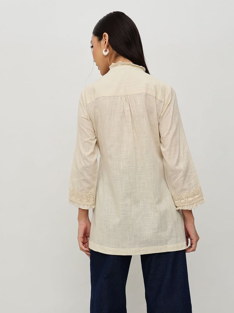 Beige Lace-Trim Tunic