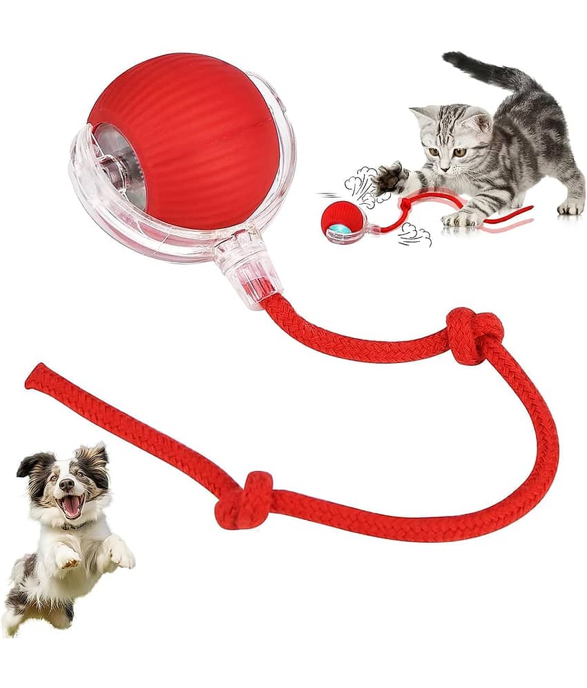 KRAMOX Pet Ball Automatic Toy - Cat/Dog Dancing Toy for Indoor Smart Silicone Rolling Ball with Tail, Obstacle Avoidance and Motion Activated,Kitten Toys for Bored Indoor