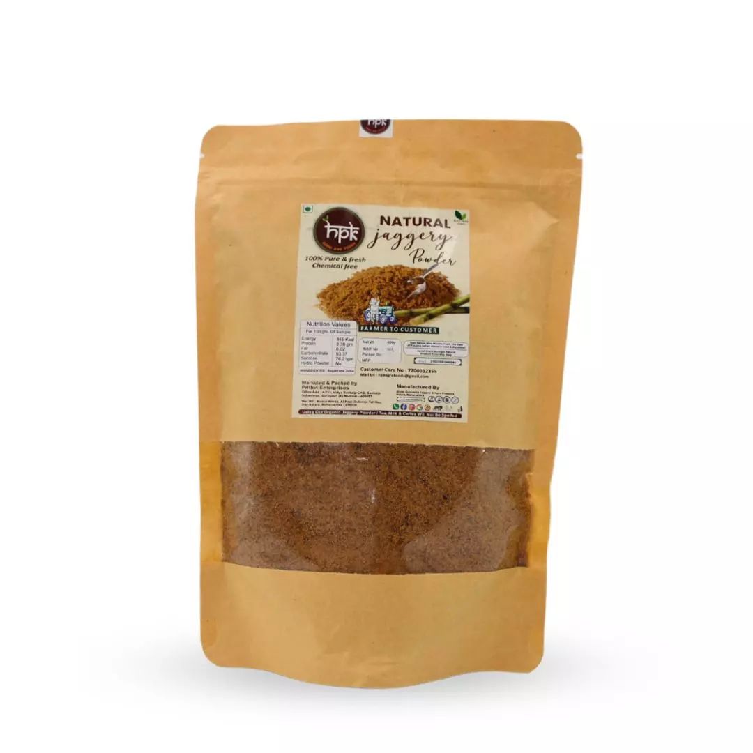 HPK Natural Jaggery Powder| 100% Pure & Unrefined Traditional Cane Sugar 500 gm
