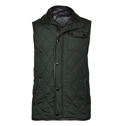 Patch Pocket Dark Green Puffer Vest-S