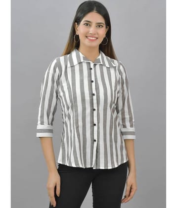 QuaClo Women Striped Cotton Shirt ( Grey )