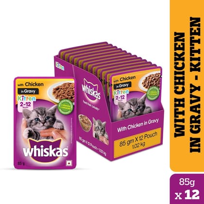 Whiskas Chicken in Gravy Kitten (2-12 Months) Wet Cat Food (80gx14)