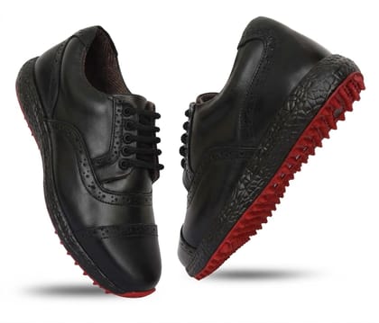 HITCARO® Men's Genuine Leather Lace-up Professional 100% Waterproof Premium Gold Golf Shoes PR-5407