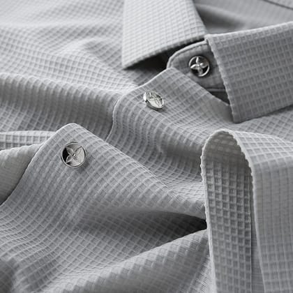 The Silver Grid Textured Half Sleeve Shirt-M/40