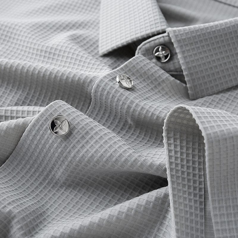 The Silver Grid Textured Half Sleeve Shirt-M/40